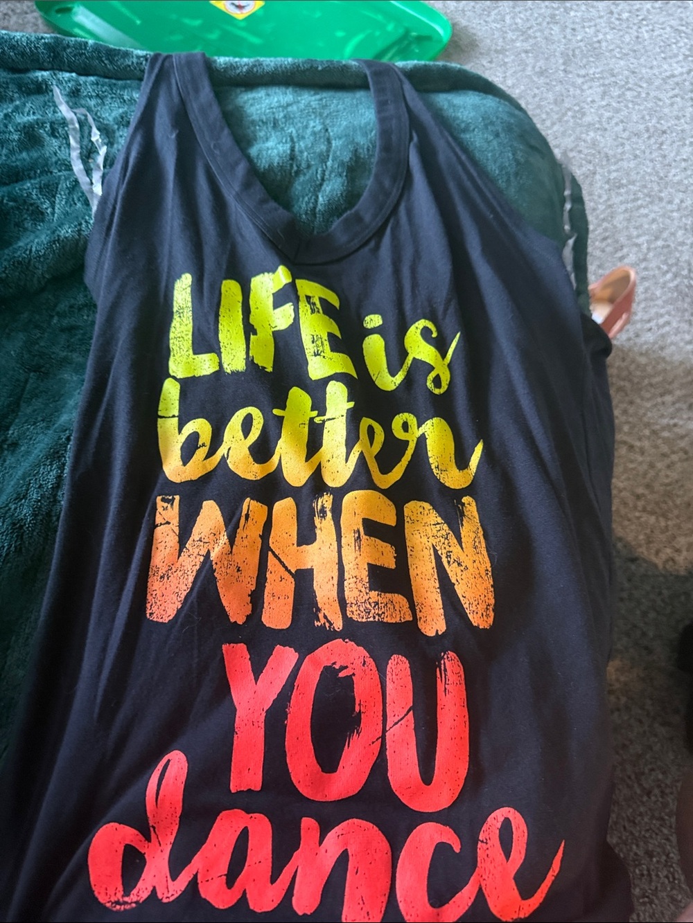 Zumba Fitness Black Tank Top with Neon Gradient Graphic